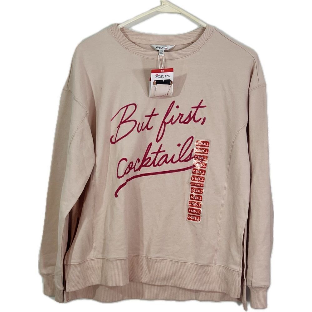 -‎ - Wild fox, Womens XS graphic sweatshirt, but first cocktails, soft, ove…
